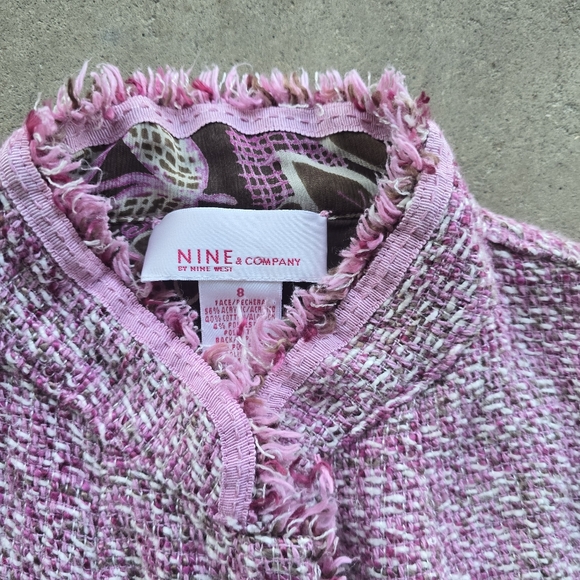 Vtg Y2K Nine & Co Pink Tweed Doll Blazer Barbie Old Money Jacket 8 - Picture 3 of 3